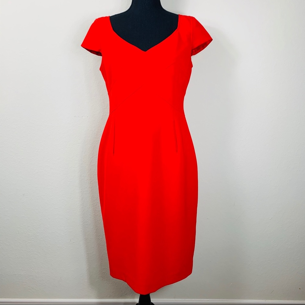 Jones New York V-Neck Women Sheath Dress Red